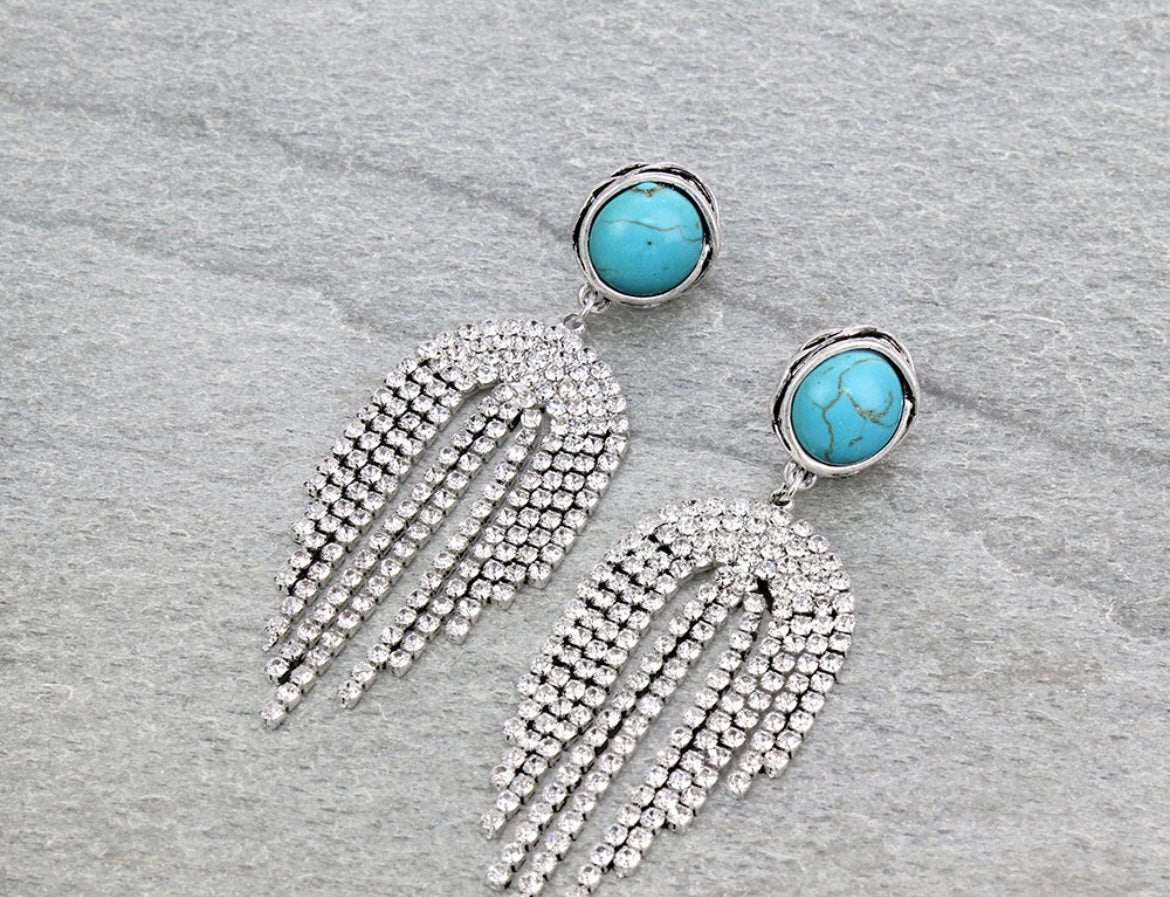 Concho Stone Tassel Earrings
