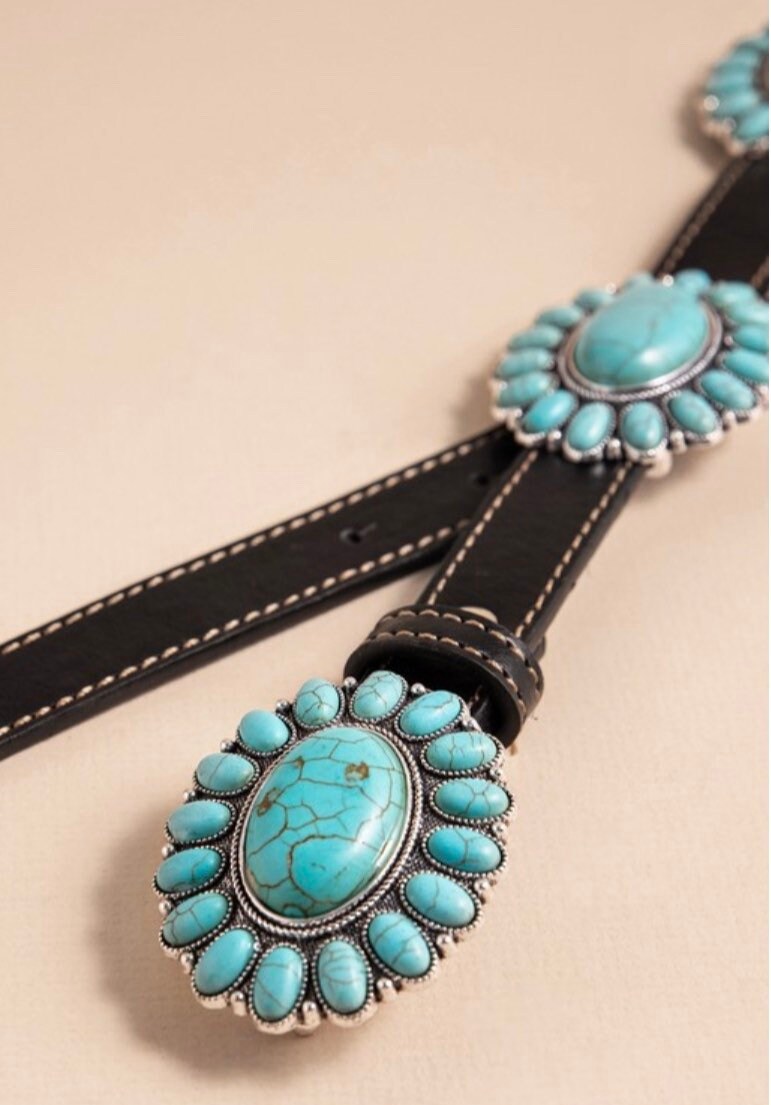 Western Black Concho Belt