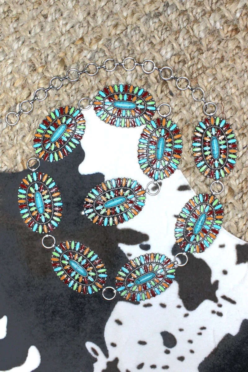 Multicolored Concho Belt