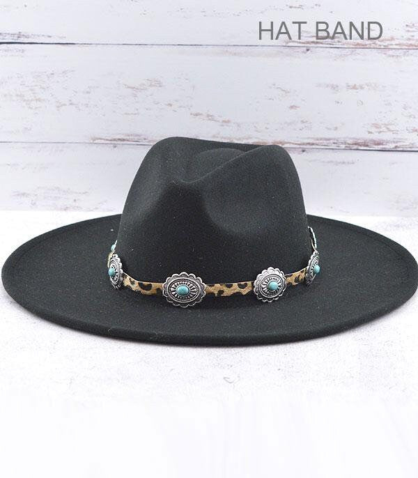 Concho Turquoise Leather Fedora Band