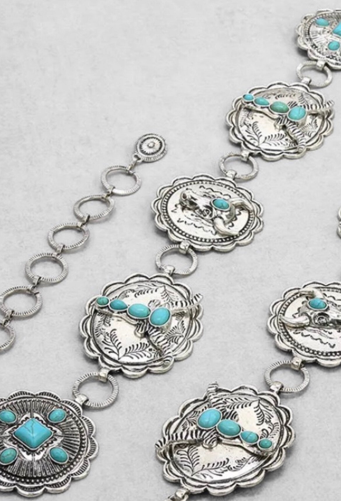 Western Concho and Steer Head Belt