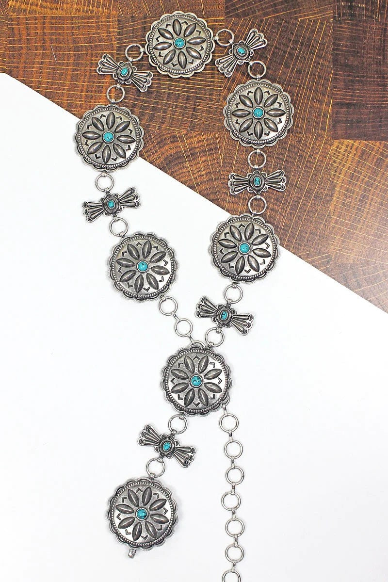 Silver Turquoise Concho Belt