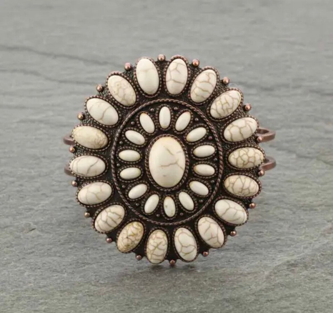 Western Concho With Stone Hinge Bracelet
