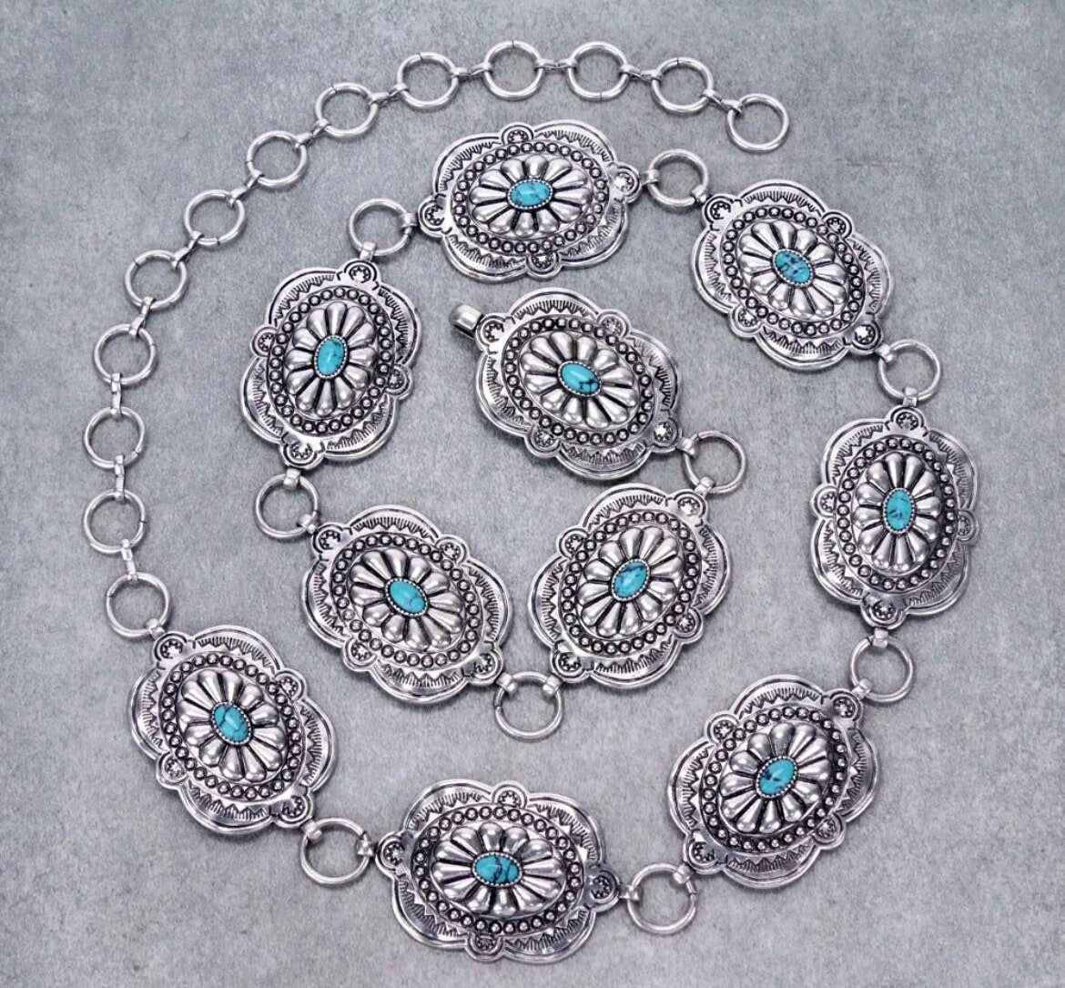 Silver Turquoise Stone Belt