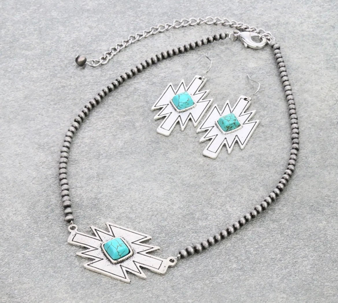 Aztec Natural Stone Necklace Set