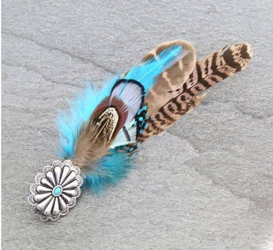 Feather Turquoise Pin
