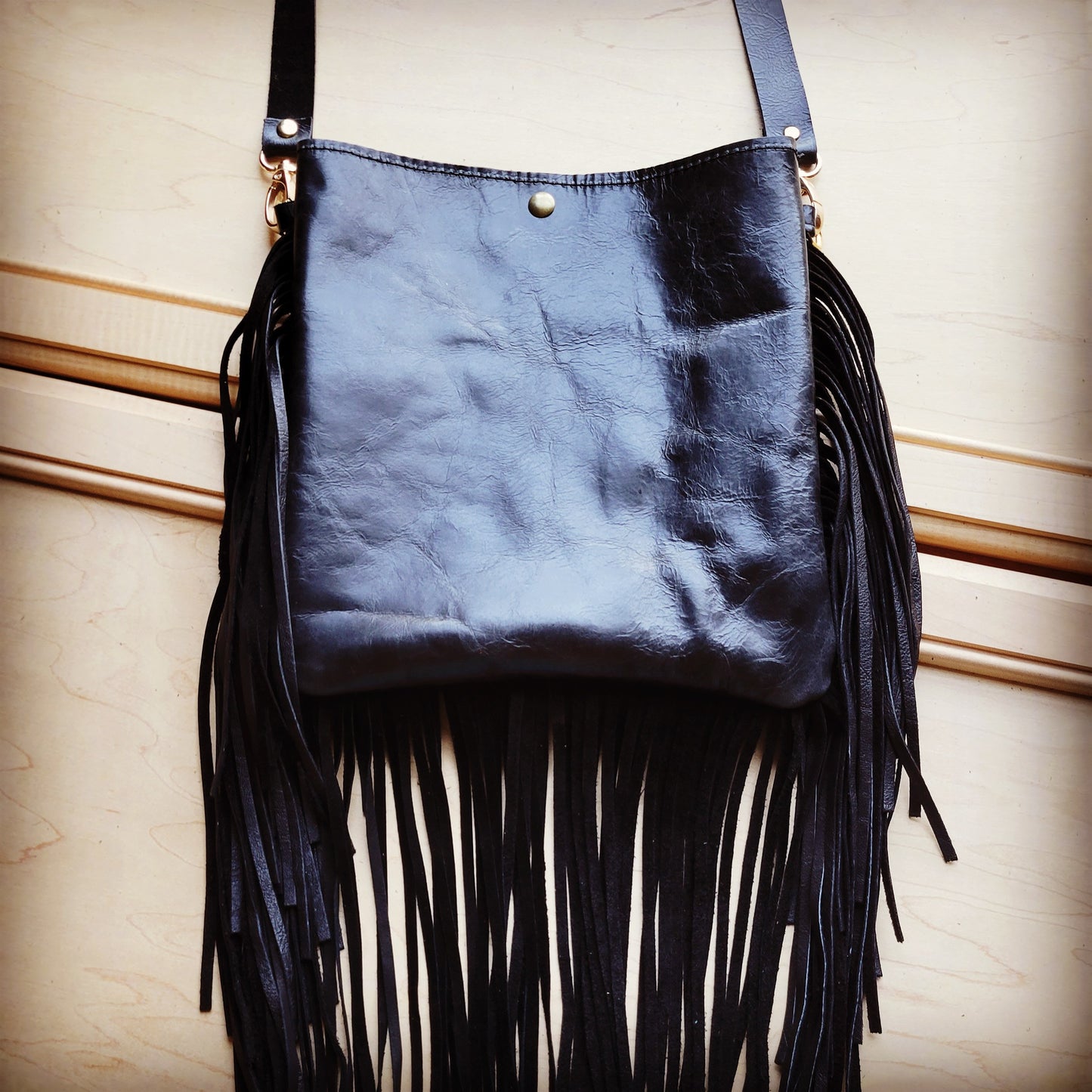 Hair-On-Hide Black Navajo Flap Crossbody Handbag