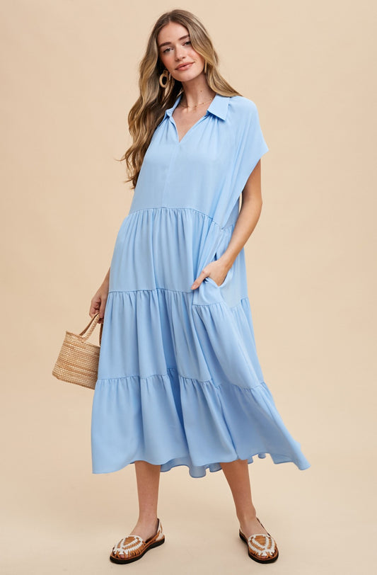 V Neck Midi Dress