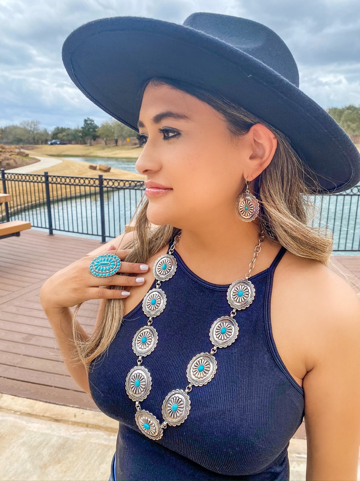 Silver Concho Necklace set