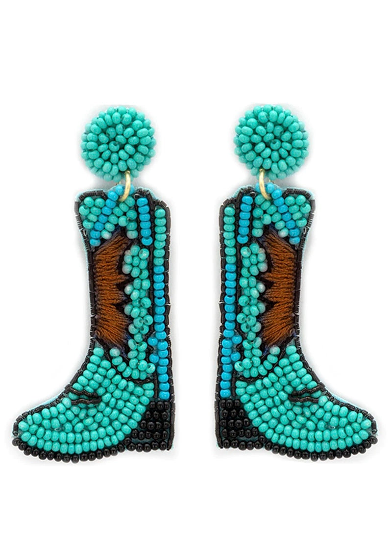 Cowboy Boots Beaded Earrings