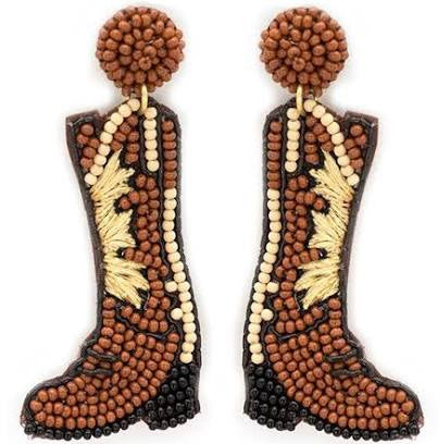 Cowboy Boots Beaded Earrings