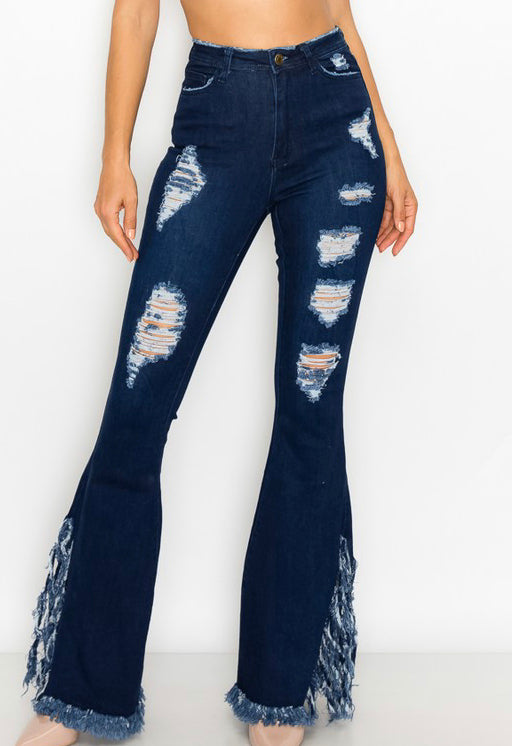 Let Your Flare Down Distresses Jeans