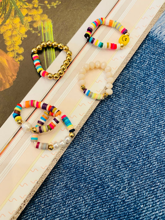 Happy Face Beaded Rings