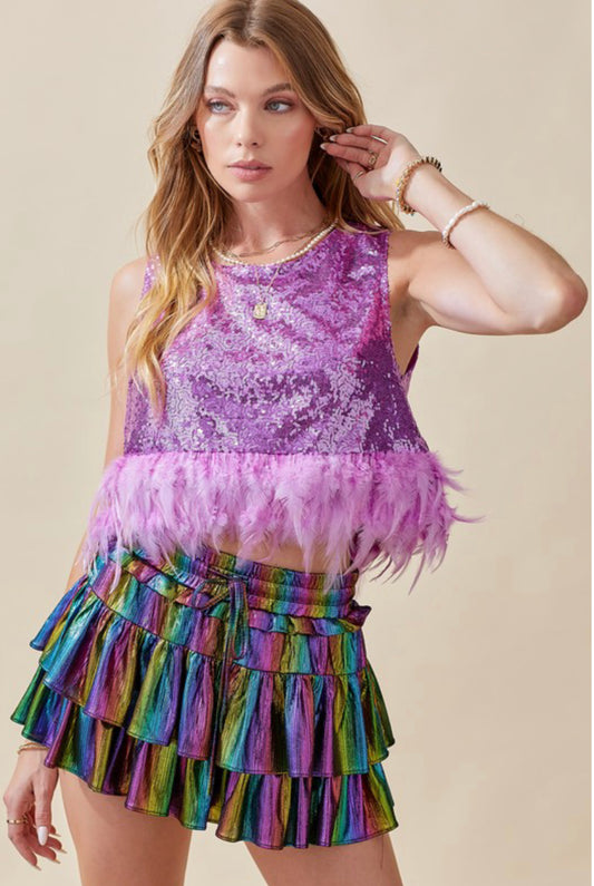 Sequin Feather Top