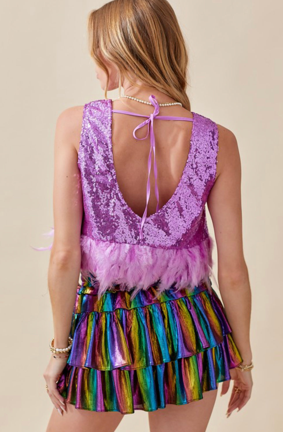 Sequin Feather Top