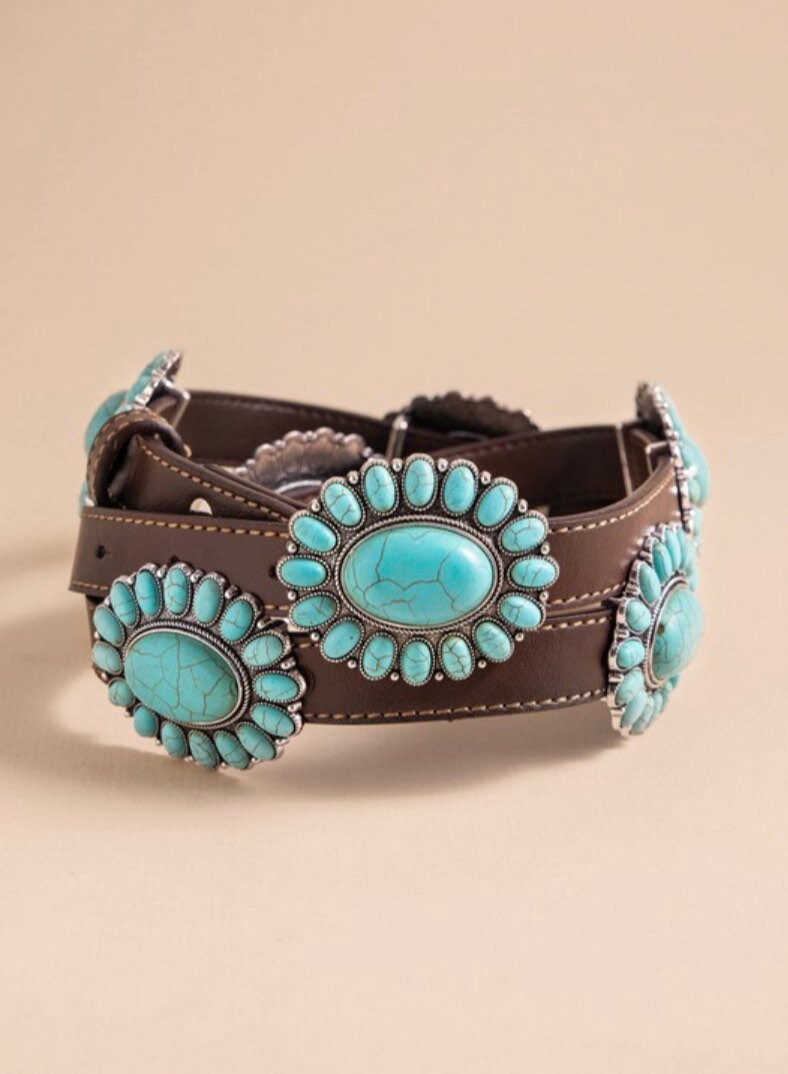 Western Brown Concho Belt