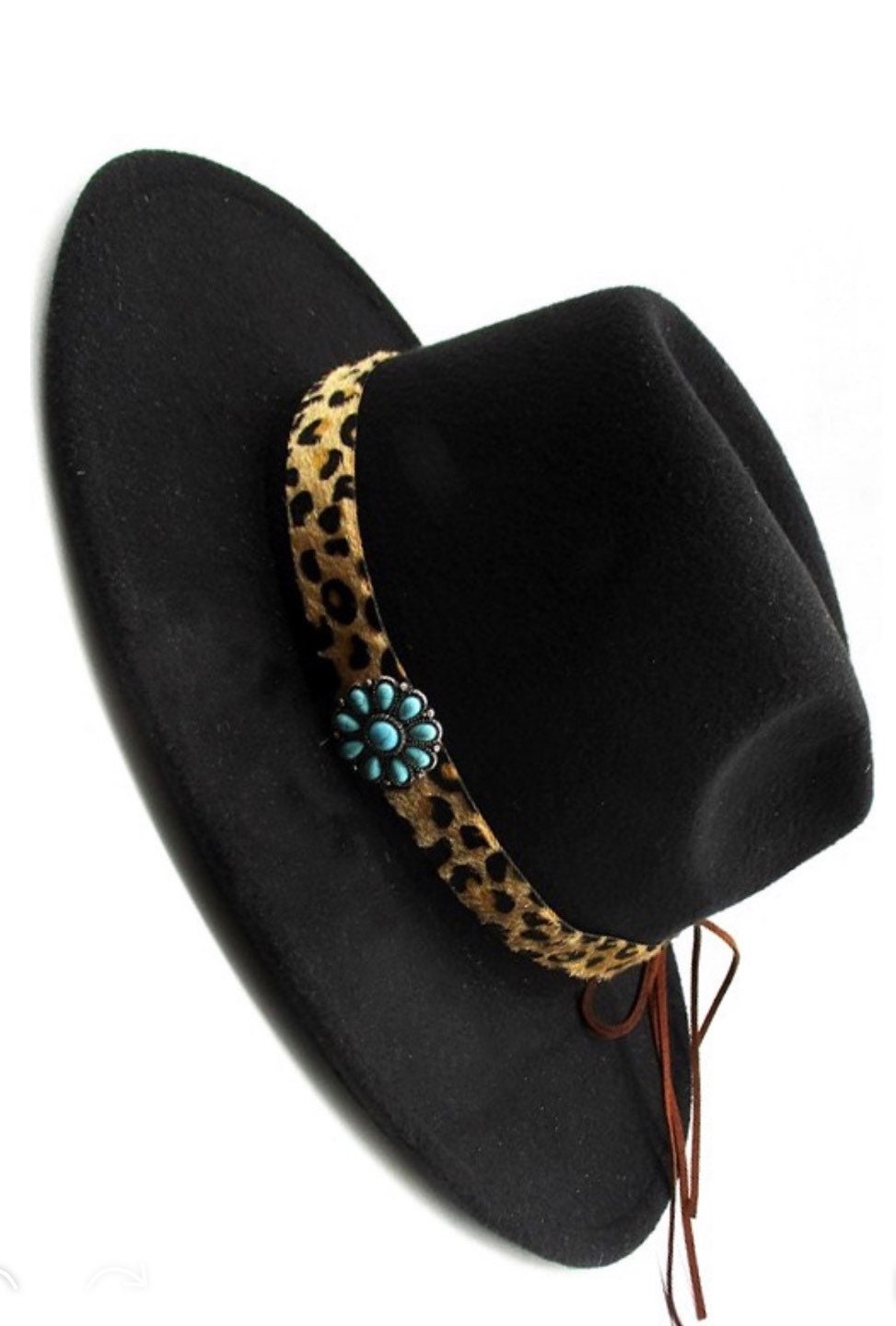 Concho Flower Turquoise Leather Hat Band