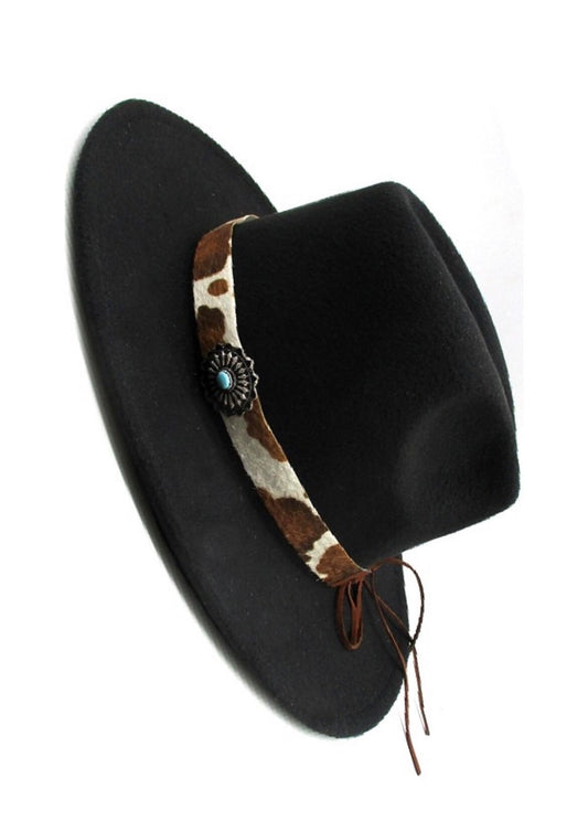 Concho  Cow  Leather Hat Band ONLY Fedora Hat Not Include.