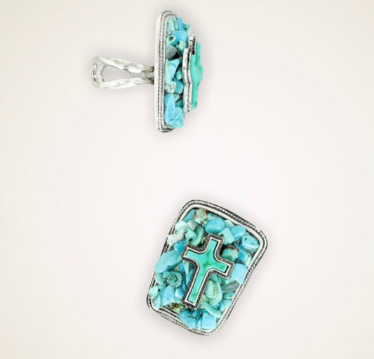 Western Cross Turquoise Ring