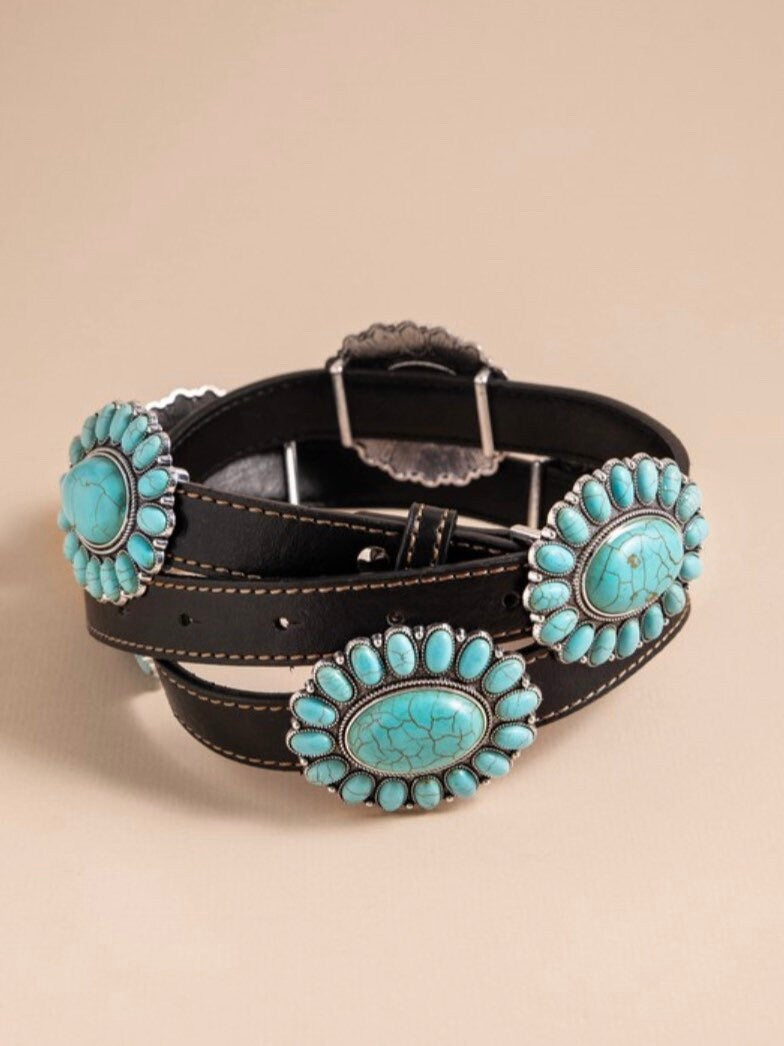 Western Black Concho Belt