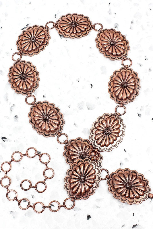 Copper  Concho Belt                           S/M 44” longL/Xl 55” long