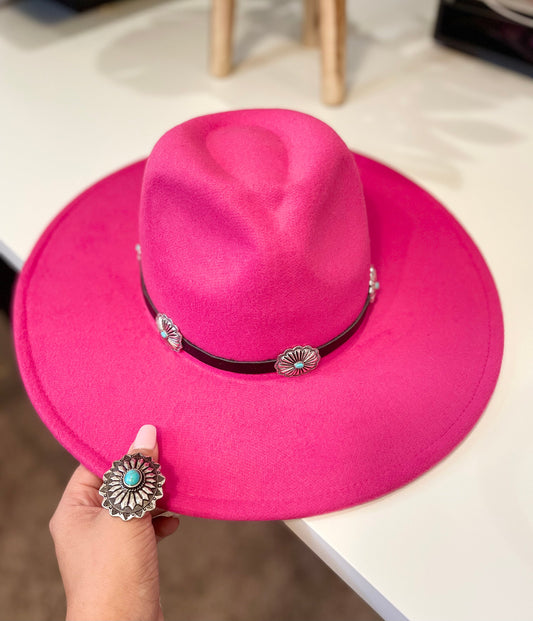 Concho  Black Leather Hat Band ONLY Fedora Hat Not Include. Adjustable to fit any Fedora Hat.