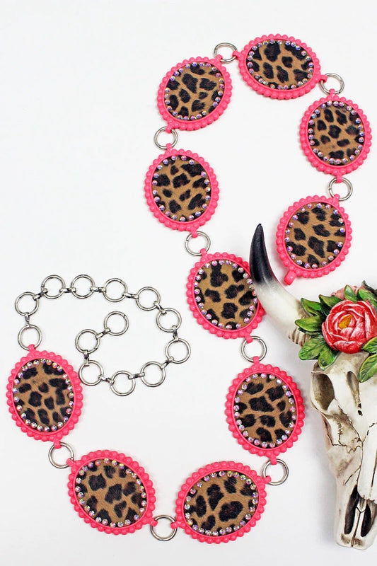 Hot Pink Leopard Concho Belt