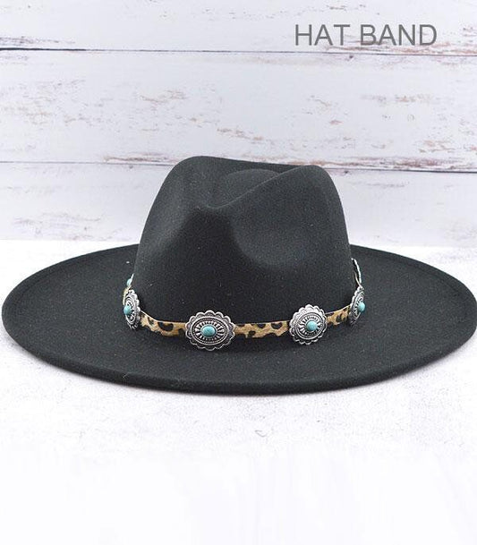 Concho Turquoise Leather Fedora Band
