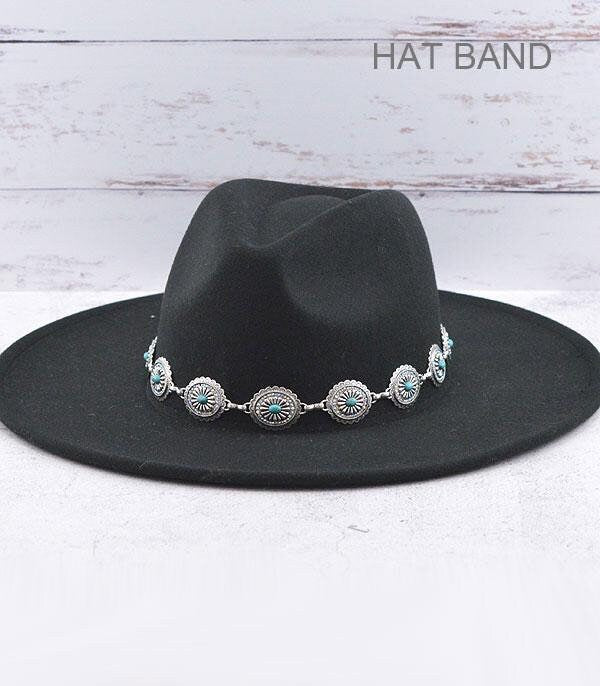 Concho Turquoise Silver Hat Band.