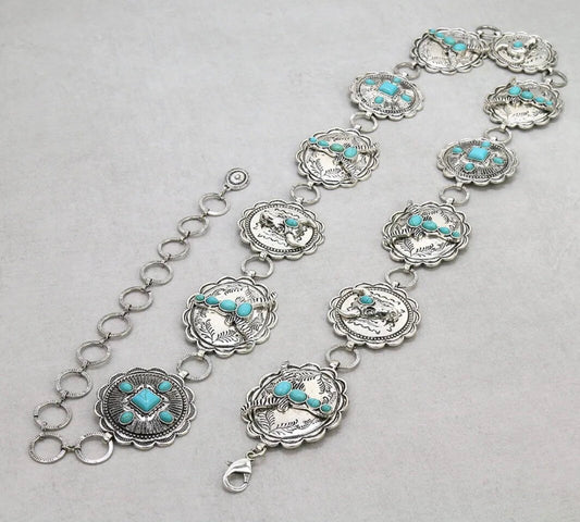 Western Concho and Steer Head Belt