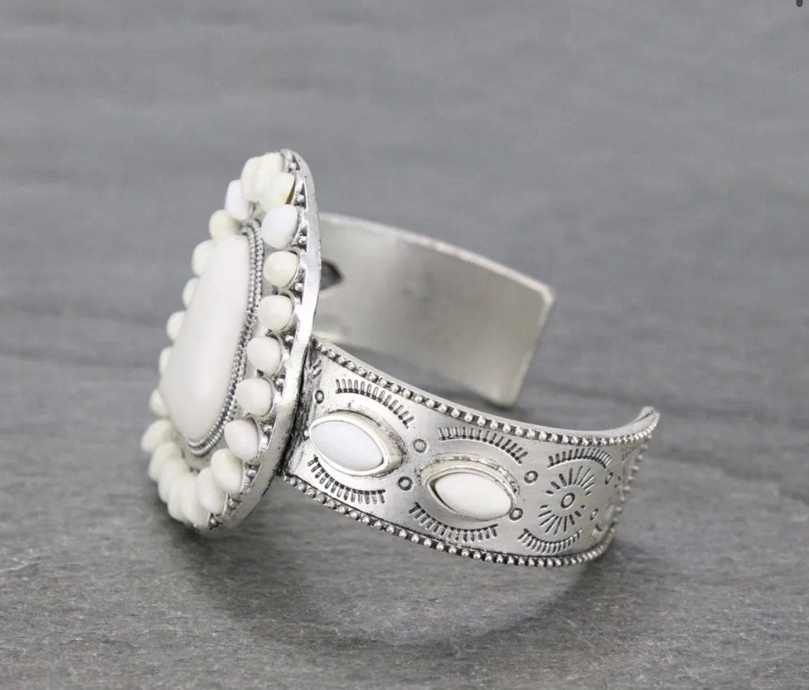 Natural White Stone Cuff