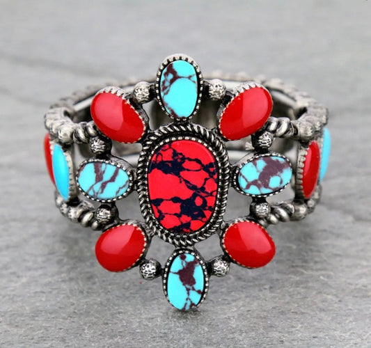 Red Turquoise Western Bracelet