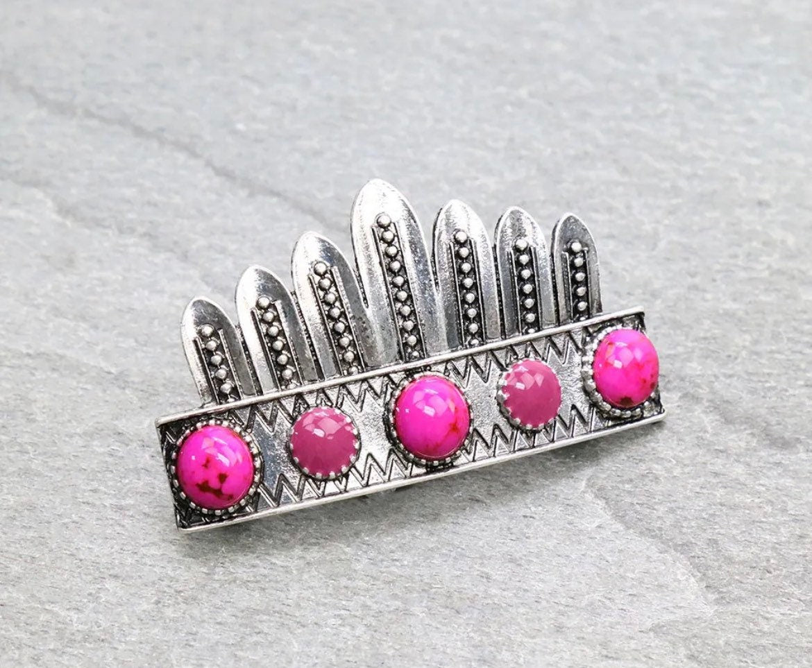 Western Design Stone Hair Clip Barrette