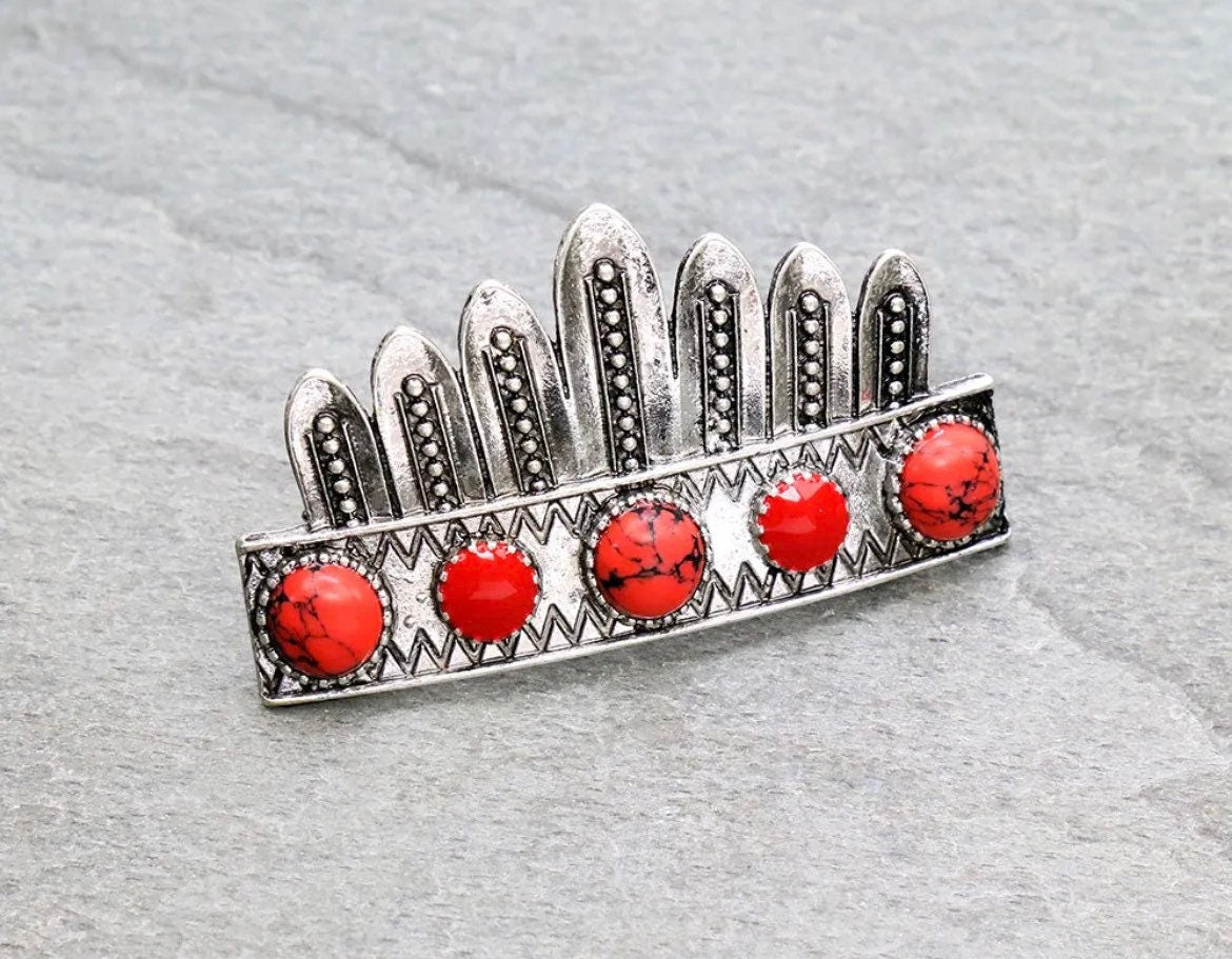 Western Design Stone Hair Clip Barrette