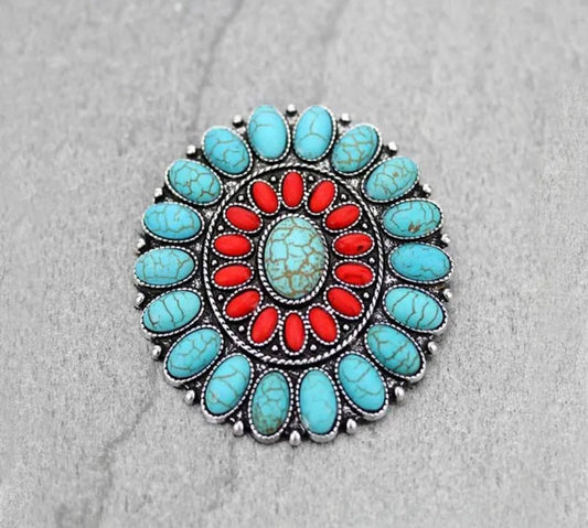 Western Concho Cluster Brooch Pin