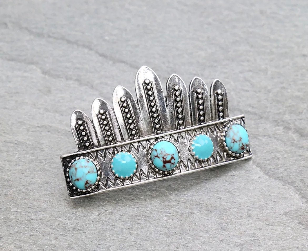 Western Design Stone Hair Clip Barrette