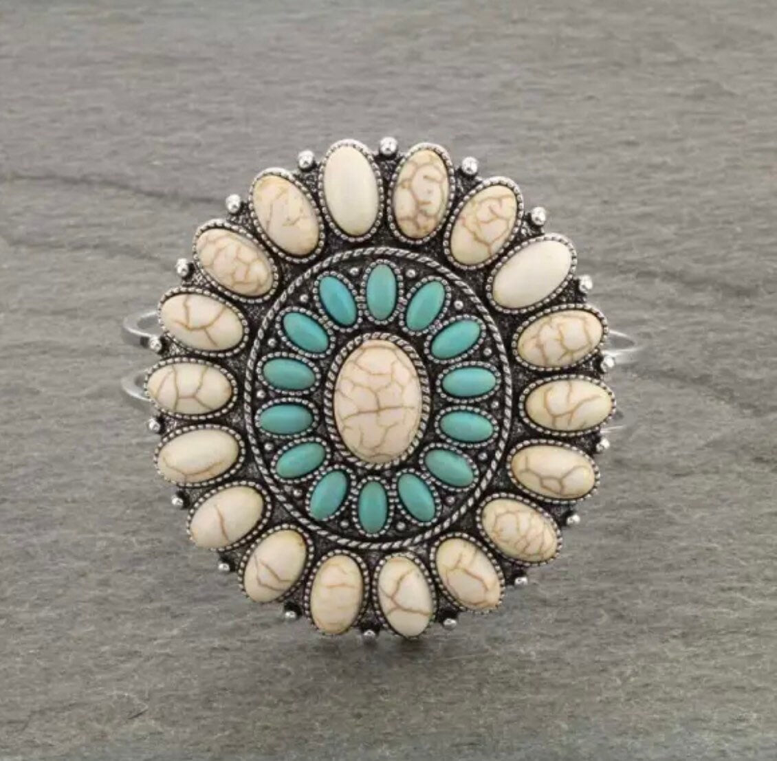 Western Concho With Stone Hinge Bracelet