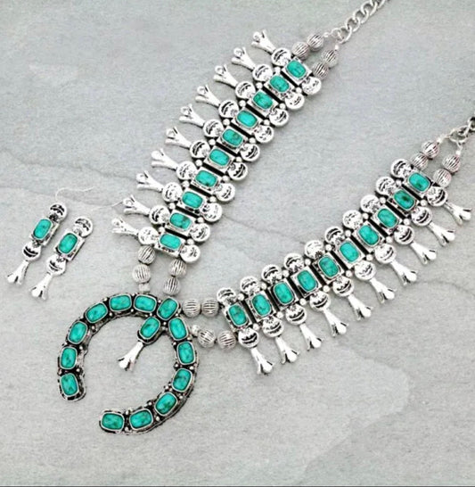 Turquoise Squash Blossom Necklace