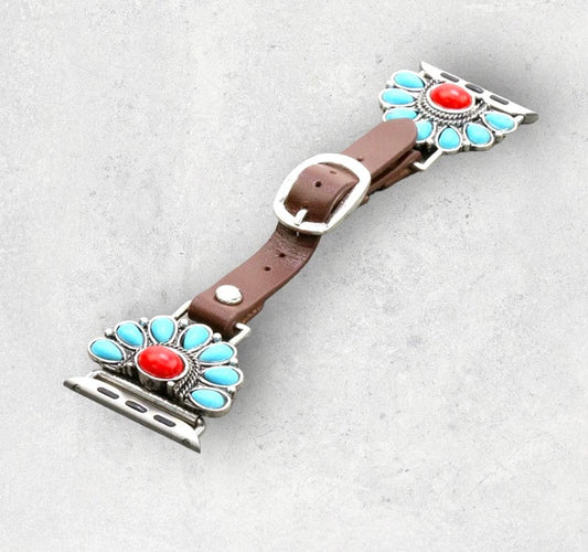 Turquoise Red Western Watch Band