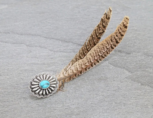 Feather Turquoise Pin