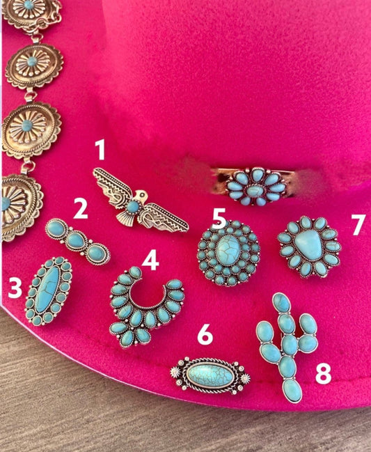 Turquoise Concho Hat Pins