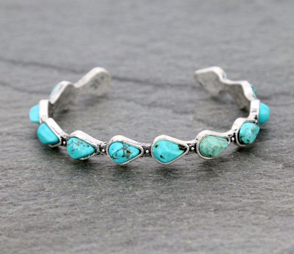 Turquoise Natural Stone Cuff