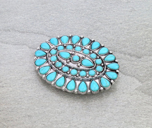 Turquoise Studded Belt Buckle