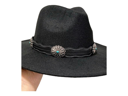 Black Turquoise Concho Hat Band